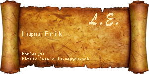 Lupu Erik névjegykártya